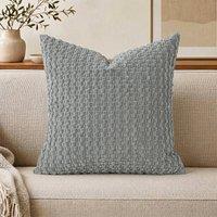 YnysTec Soft Plain Plush Cushion Cover Sofa Throw Pillow Case 16 18 20 in Light Grey | Size: 45 cm x 45 cm