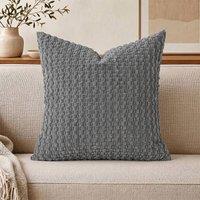 YnysTec Soft Plain Plush Cushion Cover Sofa Throw Pillow Case 16 18 20 in Mid Grey | Size: 50 cm x 50 cm