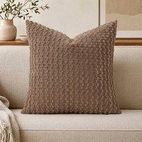 YnysTec Soft Plain Plush Cushion Cover Sofa Throw Pillow Case 16 18 20 in Camel | Size: 30 cm x 50 cm