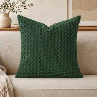 YnysTec Soft Plain Plush Cushion Cover Sofa Throw Pillow Case 16 18 20 in Bottle Green | Size: 30 cm x 50 cm