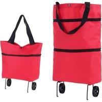 YnysTec Lightweight Folding Shopping Trolley 2 Wheels Bag Cart Luggage in Red