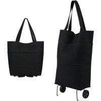 YnysTec Lightweight Folding Shopping Trolley 2 Wheels Bag Cart Luggage in Black