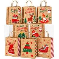 YnysTec 40Pcs Large Christmas Paper Gift Bags with Twisted Handles for Parties in Light Brown