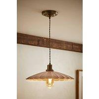 ValueLights Holborn Brushed Gold with Scallop Shade Ceiling Pendant Light in Dark Pink