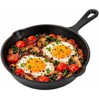 Chabrias Ltd Chabrias 20cm Round Pre-Seasoned Cast Iron Skillet Nonstick Frying Pan in Black