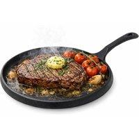 Chabrias Ltd Samuel Groves 10 Inch Cast Iron Sizzle Platter Pan for Steak & Fajitas in Black