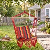 OUTSUNNY Hammock Chair Swing Striped Seat Porch Indoor Outdoor Hanging