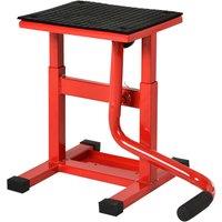 DURHAND Steel Motorbike Jack Lift Rubber Platform Crank Lift Manual Repair Table in Red