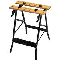 DURHAND 4-in-1 Work Bench Adjustable Saw Horse Clamp Table Foldable in Black