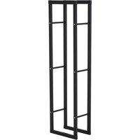 HOMCOM Metal Firewood Log Holder Rack Elevated Tiered Base Side Rails in Black