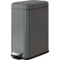 HOMCOM 5L Rectangle Compact Bin Steel Body Inner Bucket Quiet-Close Lid w/Pedal in Grey