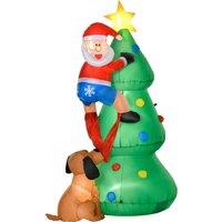 HOMCOM 6ft Inflatable Christmas Tree, LED Lighted with Santa Claus Dog in Green