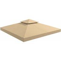 OUTSUNNY 3(m) 2 Tier Garden Gazebo Top Cover Replacement Canopy Roof in Beige