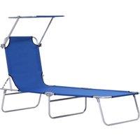 OUTSUNNY Folding Chair Sun Lounger w/ Sunshade Garden Recliner Hammock in Blue