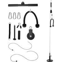 SPORTNOW Cable Pulley System, Lat Pull Down System with DIY Loading Weight Pin in Black | Size: 18