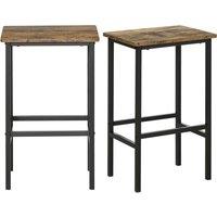 HOMCOM Industrial Bar Stools Set of 2 Counter Height Island Stools in Brown