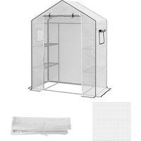 OUTSUNNY PE Greenhouse Cover Replacement with Door & Mesh Windows in White