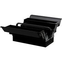 DURHAND 3 Tier Metal Toolbox with 5 Tray Carry Handle in Black | Size: Small