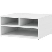 HOMCOM Desktop Printer Stand with 3 Open Compartments, Desk Organiser in White