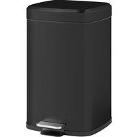 HOMCOM 12L Kitchen Pedal Bin, Metal Rubbish Bin with Soft-close Lid in Black | Size: Medium