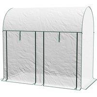 OUTSUNNY 200 x 100 x 178cm Small Tomato Greenhouse with Roll-up Zipped Doors in White | Size: 200 x 100 x 178 cm