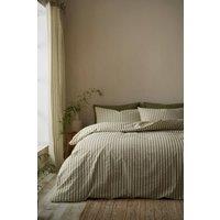 Pineapple Elephant Cotton Rich Woven Stripe Duvet Cover Set in Green | Size: Double