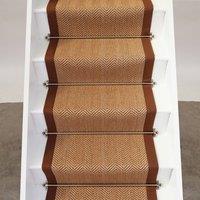 RainbowHome Herringbone Windsor Stair Runner with 100% Cotton Brown Border | Size: 20 cm x 12 cm