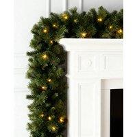 Globrite 2.7m Green Pine Christmas Garland for Fireplace & Staircase with LEDs