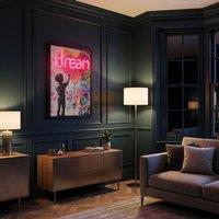 HOME LUXE INTERIOR Framed Dream Heart Street Art LED Neon Light Canvas Wall Art - 40x60cm | Size: 40x60 cm