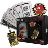 Jurassic Park Officially Licensed Gift Set - Playing Cards, Keyring, Pin Badge