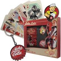 Fallout Nuka-Cola Gift Set - Licensed Playing Cards, Pin Badge & Keyring in Red