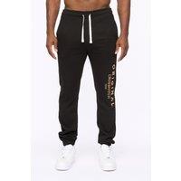 Crosshatch Jamals Men's High-Build Graphic Logo Joggers with Cuffed Hem in Black | Size: XL