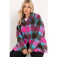 Yours Women's Checked Teddy Borg Fleece in Pink | Size: 20