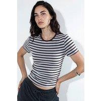 Busem Women's Striped Crew Neck T-Shirt in Light Blue | Size: Large