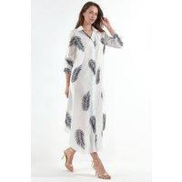 MSN Collection Women's Maxi Shirt Dress in Ivory | Size: Small