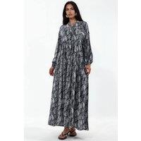 Big Dart Women's Patterned V-Neck Maxi Dress in Dark Navy | Size: XL