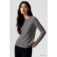 Tommy Life Women's Cotton Elastane Long Sleeve T-Shirt in Charcoal | Size: 2XL