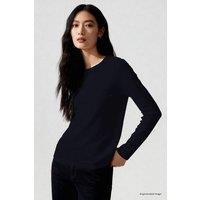 Tommy Life Women's Cotton Elastane Long Sleeve T-Shirt in Navy | Size: Small