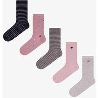 Penti Women's Soft Hearts 5-Pack Crew Socks in Light Grey | Size: 36-38