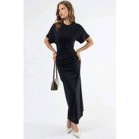 Busem Women's Solid Crew Neck Bodycon Midi Dress in Black | Size: Small