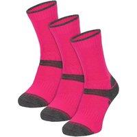 COMODO Girl's 3 Pack Merino Wool Hiking Socks | Anti Blister Socks in Pink | Size: 11-13 Years