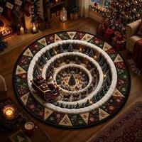 YnysTec Christmas Decorations 3D Rug Xmas Optical Illusion Santa Claus Mat in True Black | Size: 100 cm x 100 cm