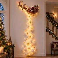 YnysTec LED Christmas Magic Trail Wall Light Santa Sleigh Reindeer Xmas in Dark Red