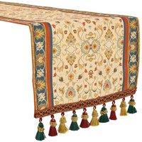 Living and Home Arabesque Table Runner with Tassels | Size: 180 cm x 40 cm