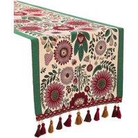Living and Home Retro Botanical Woven Table Runner for Home Decor | Size: 120 cm