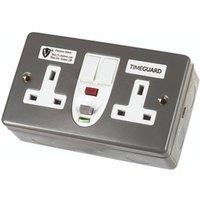 Timeguard Wi Rcd08mpvn Valiance+ Rcd Protected Double Gang Metal Switched in Grey