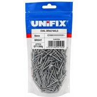 Unifix Bright Oval Brad Nails 50mm 500g Bag - Box of 5 in Silver