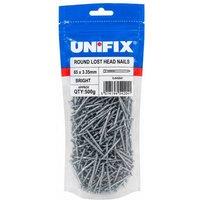 Unifix Bright Round Lost Head Nails 65 x 3.35mm 500g - Box of 5 in Grey