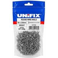 Unifix Bright Round Wire Nails 50 x 2.65mm - Box of 5 in Silver