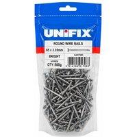 Unifix Bright Round Wire Nails 65 x 3.35mm 500g - Box of 5 in Silver
